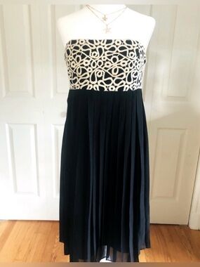 Lilly Pulitzer Black Strapless Dress with Gold Embroidered Bodice